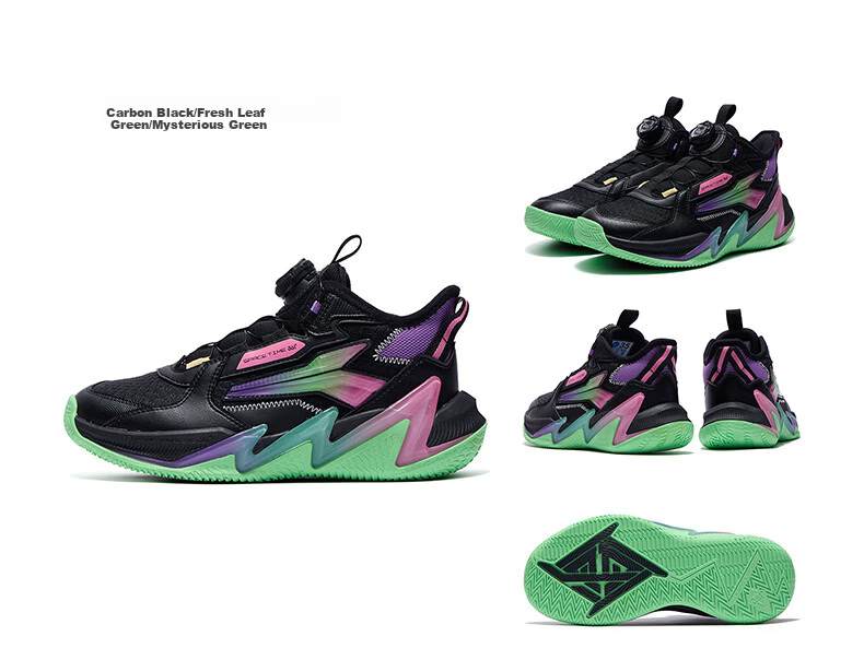 361° Kids' Sports Shoes 2025 Autumn Teenagers' Hard Court Wear-resistant Rapid Elastic Anti-twist Basketball Shoes Black Size 37 20