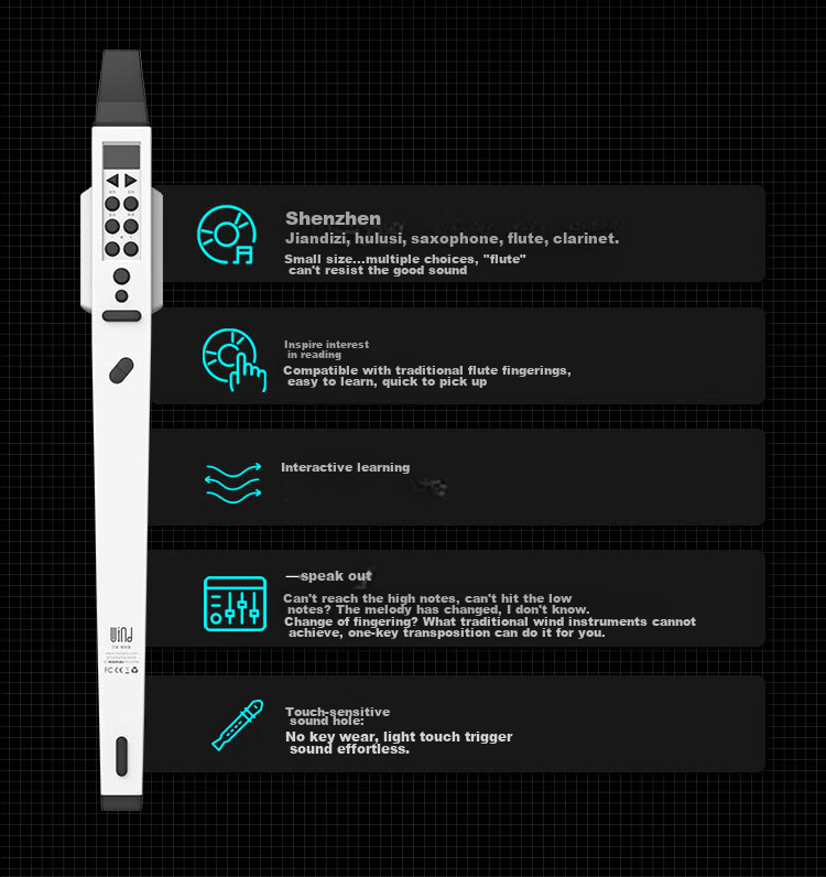Midiplus Meipai Wandie 2nd Generation Electronic Wind Instrument Black Recorder Saxophone for Elderly Dad Beginners Domestic Musical Instrument 16