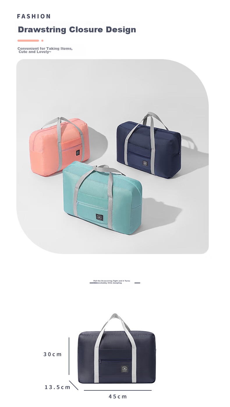 Xinqin Shopping Bag, Foldable Travel Bag, Handheld Storage Bag, Picnic Bag, Portable Shoulder Bag for Travel, Large Size, Pink 2