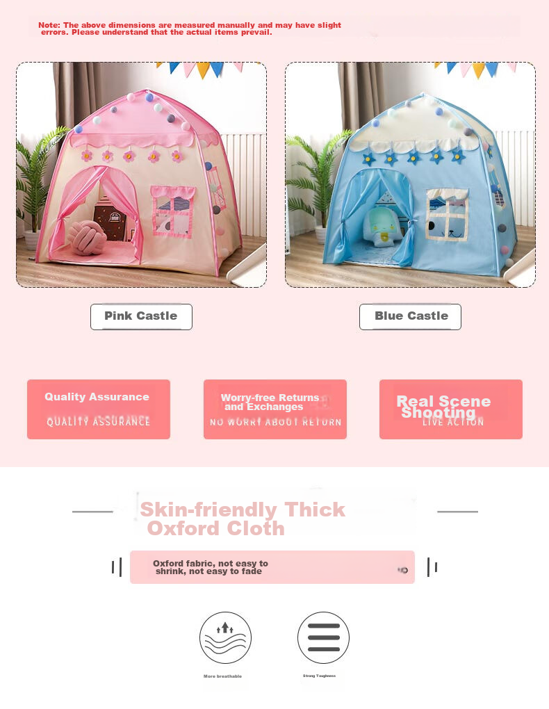 Little Dove Children's Tent Indoor Playhouse/princess Castle Pink Castle (Including Thickened Floor Mat + Ice Silk Mat) 4