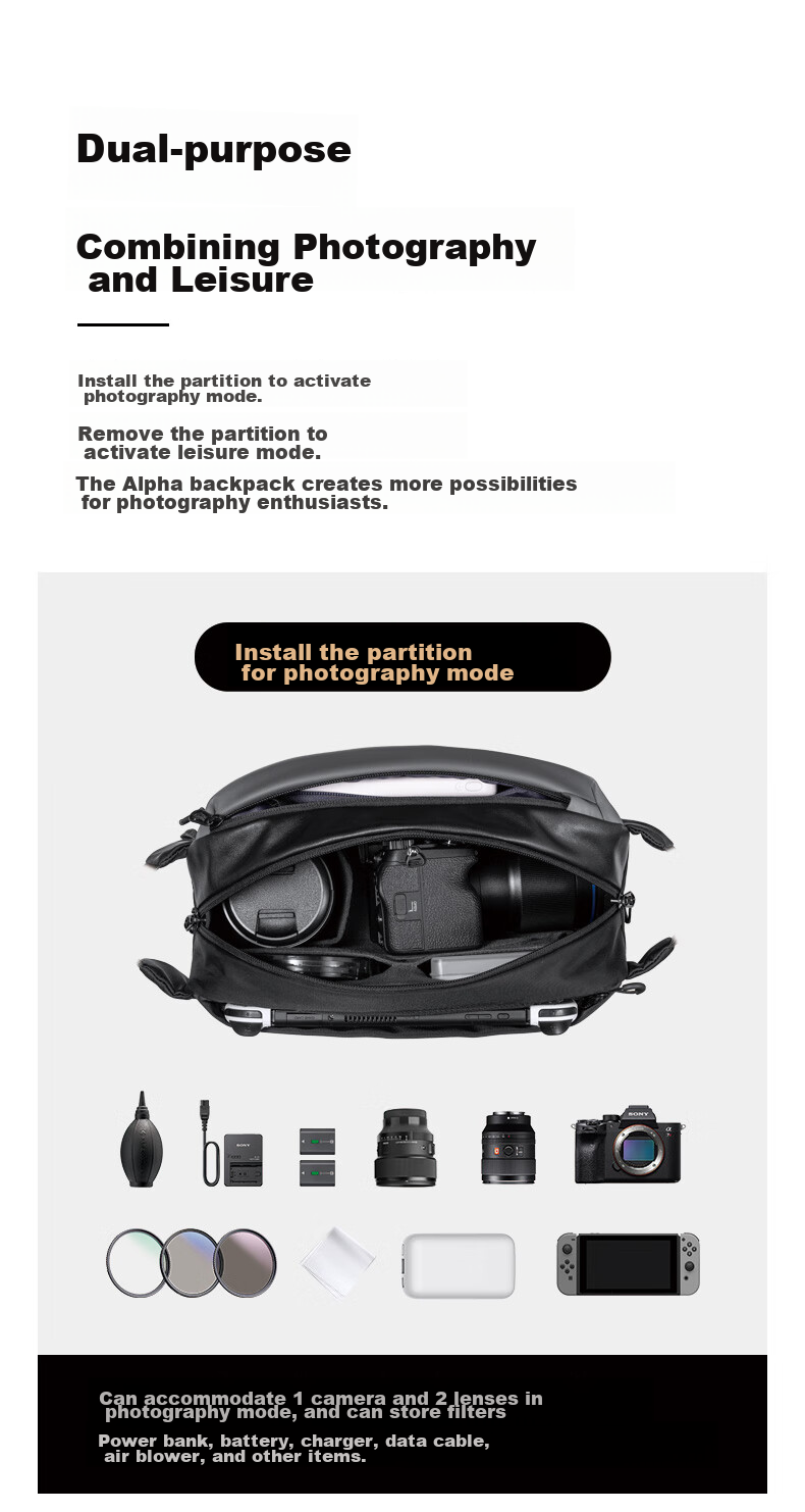 Zhuoer Camera Bag, Shoulder Crossbody Digital Professional Mirrorless And DSLR Photography Bag, Outdoor Street Shooting Portable Camera Storage Bag 9