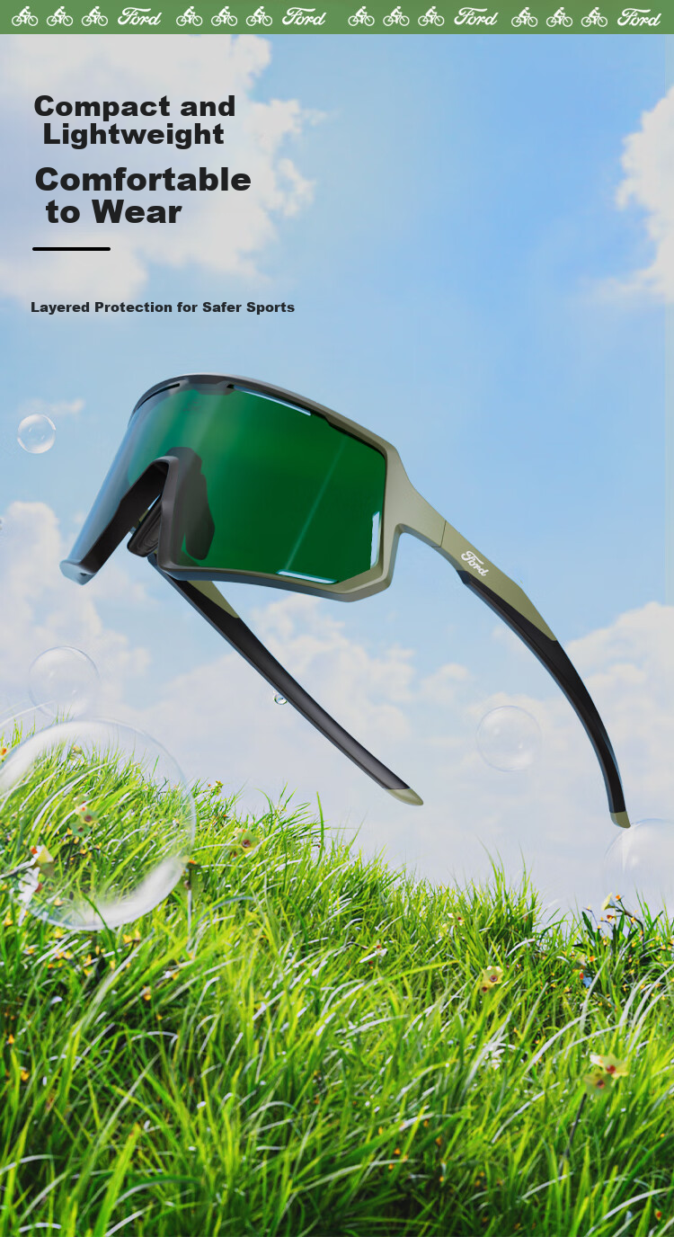 Fute Outdoor Sports Cycling Glasses, Day And Night Use, Photochromic Polarized Running Glasses for Men And Women, Protective Eyewear, Matte Green Frame - F164 3
