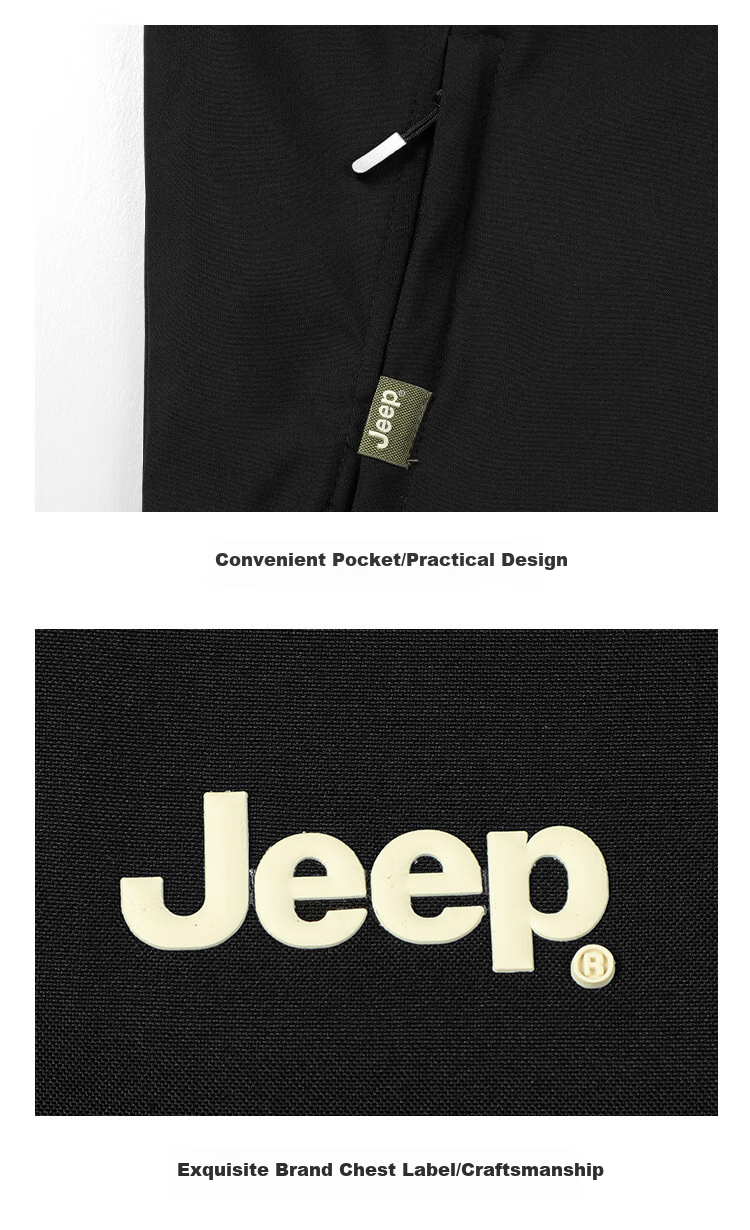 JEEP Spring And Autumn New Men's Jacket, Sporty Trendy Fashion Casual Hooded Versatile Jacket for Men, Black, XL 9