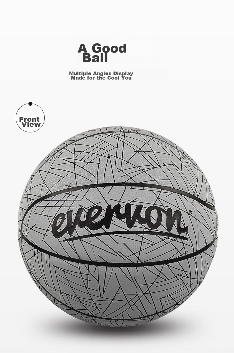 EVERVON Black Night Pioneer Reflective Basketball for Adults And Children, Size 7 PU, for Competition And Training, EBP7-666 5