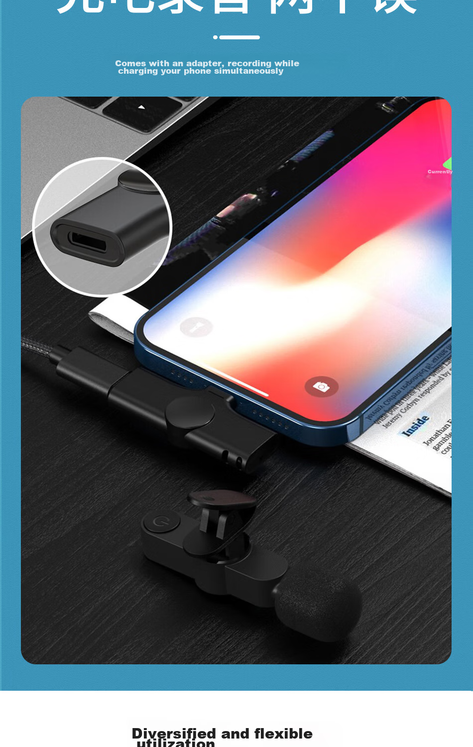 JoJar Wireless Lavalier Microphone for Mobile Live Streaming, Online Classes, Outdoor Interviews, Short Videos, Professional Vlog Recording, Apple Mini Microphone with Apple Connector 10