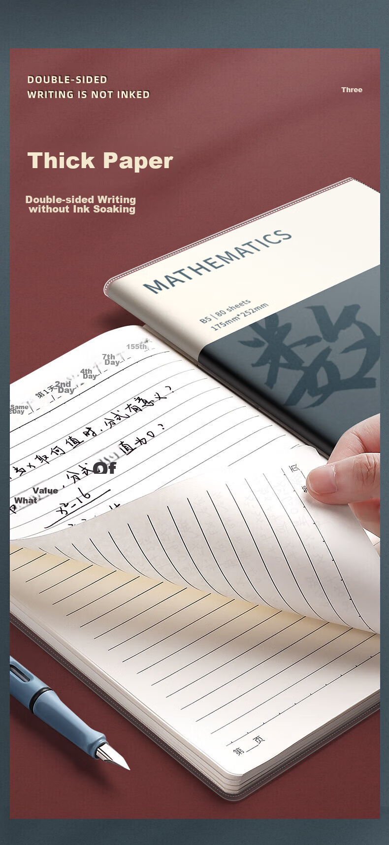 Jinzhi B5 Subject Notebook for Middle And High School Students, Complete Set of Thick Error Correction Notebooks for Math, Chinese, English, Physics, Ebbinghaus Spiral-Bound Homework Books for First-Year And Second-Year Middle School Students 9