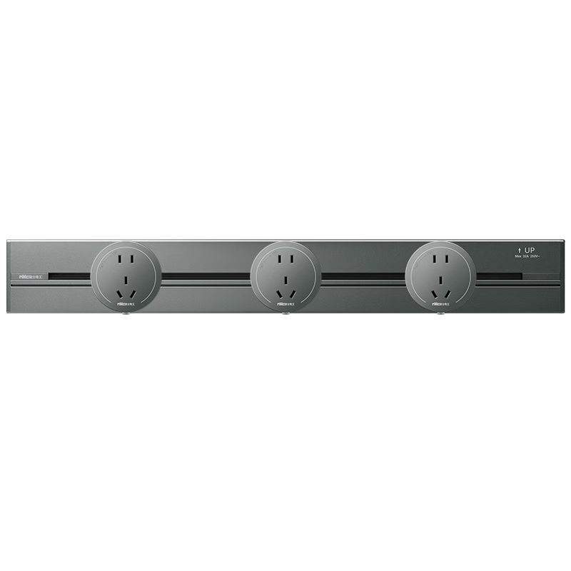 NVC Lighting Track Socket Surface Mounted No-Drill Wall-Mounted Movable Wall Rail Socket 60cm + Three 5-Hole Outlets Gray