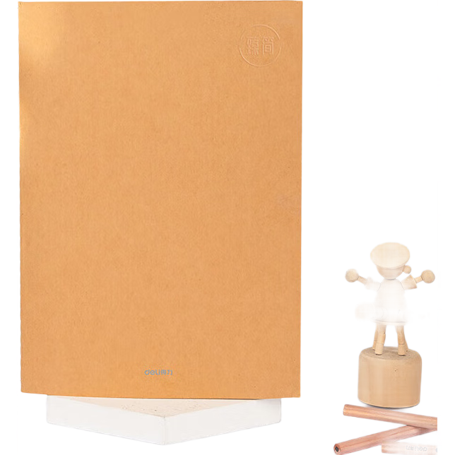 Deli 4 A5 Notebooks, 40 Sheets Each, Premium Simple Cowhide Leather Soft Copybooks with Stitching, Student Soft Notebooks, FA540-4