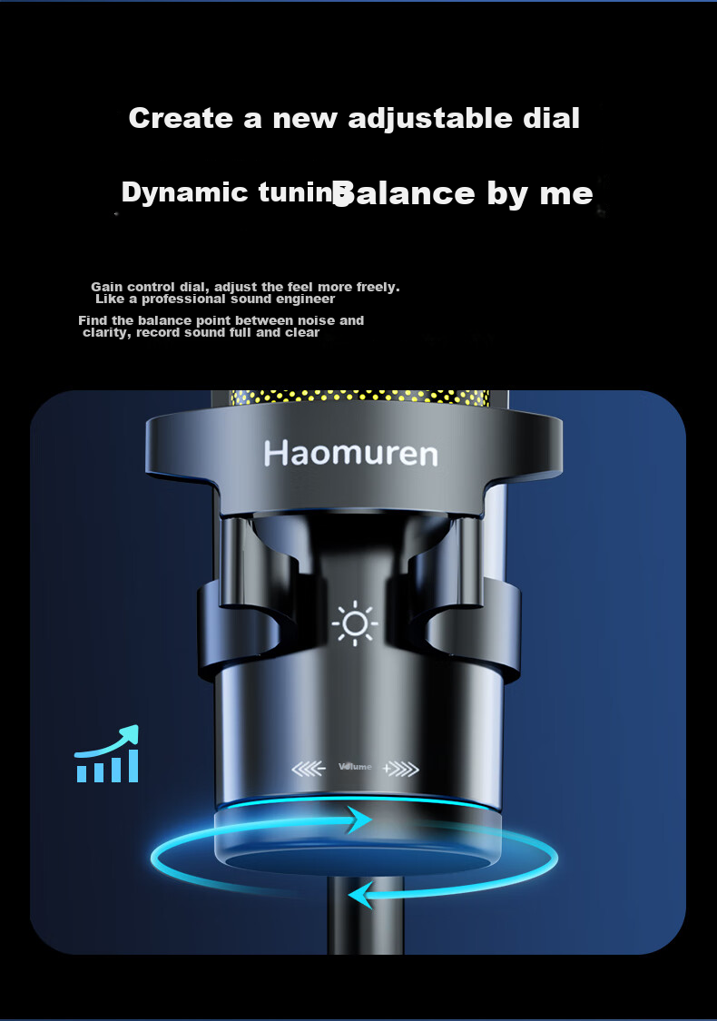 Haomuren Computer Microphone, Gaming And E-Sports Dedicated, Noise-Cancelling Condenser, Karaoke Recording, Professional Sound Card, Live Streaming Host Equipment, Microphone for Desktop, Suspended Arm Stand, Desktop And Mobile USB Wired 14