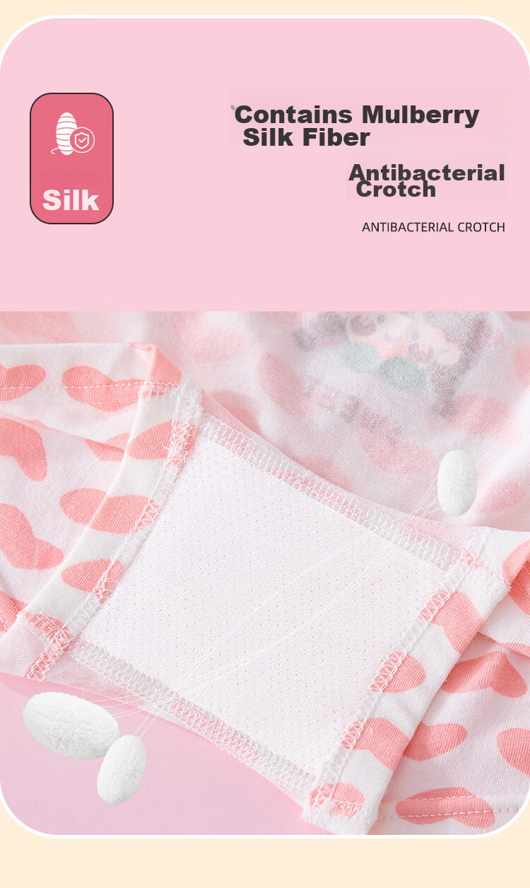 LangSha Children's Underwear, Girls' Panties, Class A Antibacterial Developmental Boxer Briefs, Baby Shorts, 6 Pieces, Strawberry Girl, Size 150 6