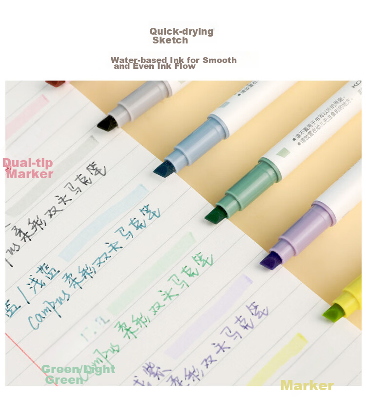 KOKUYO Campus Soft Dual-Tip Highlighter Pen for Students, Light Gray/gray, 1 Pack, WSG-PMW102M 6