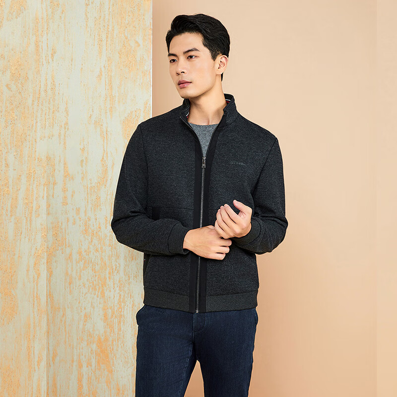 Goldlion GY Jacket Autumn Winter Versatile Stand Collar Warm Wool Coat Men JWL0279-MK114 Gray 2XL