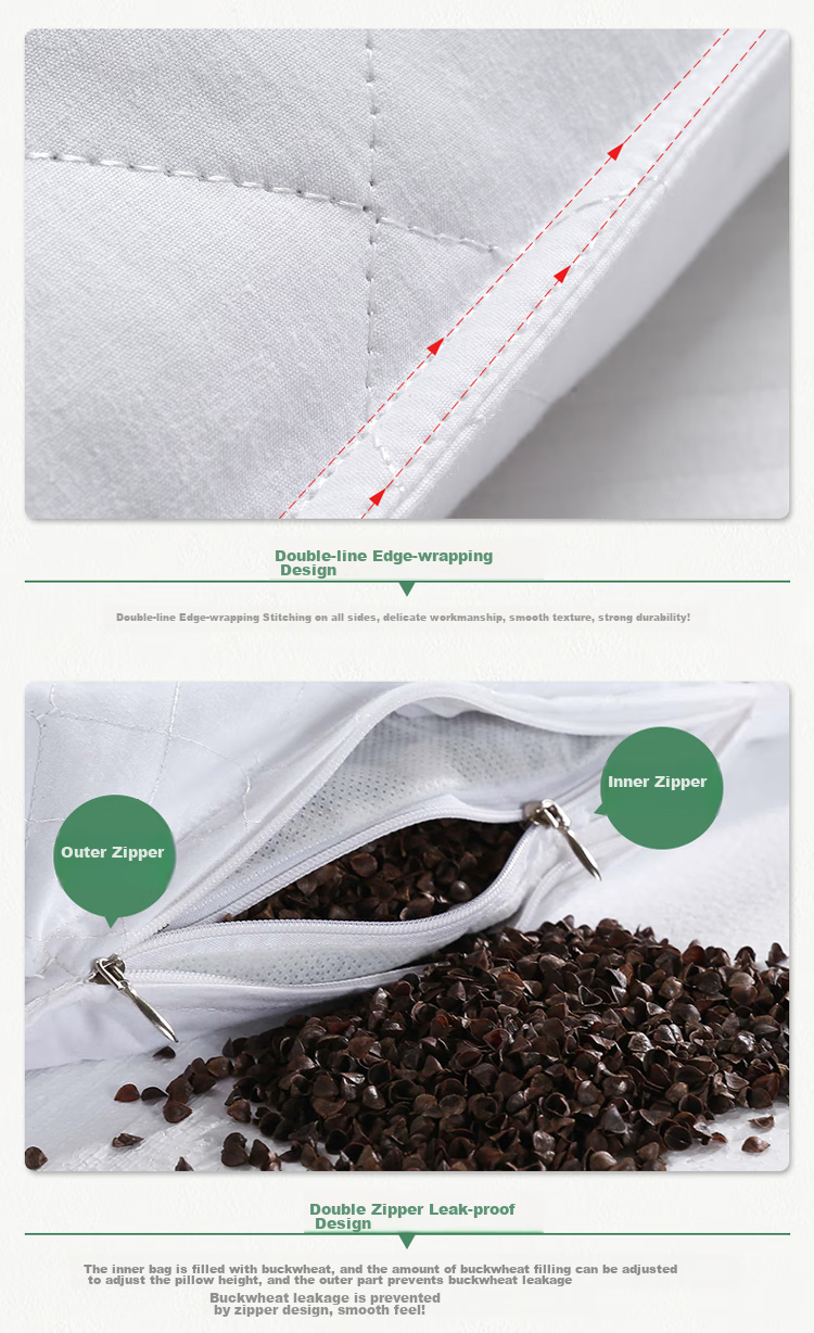 Hengyuanxiang Buckwheat Pillow, 100% Buckwheat Hull Pillow, Cervical Pillow for Sleep, Single Pack 6