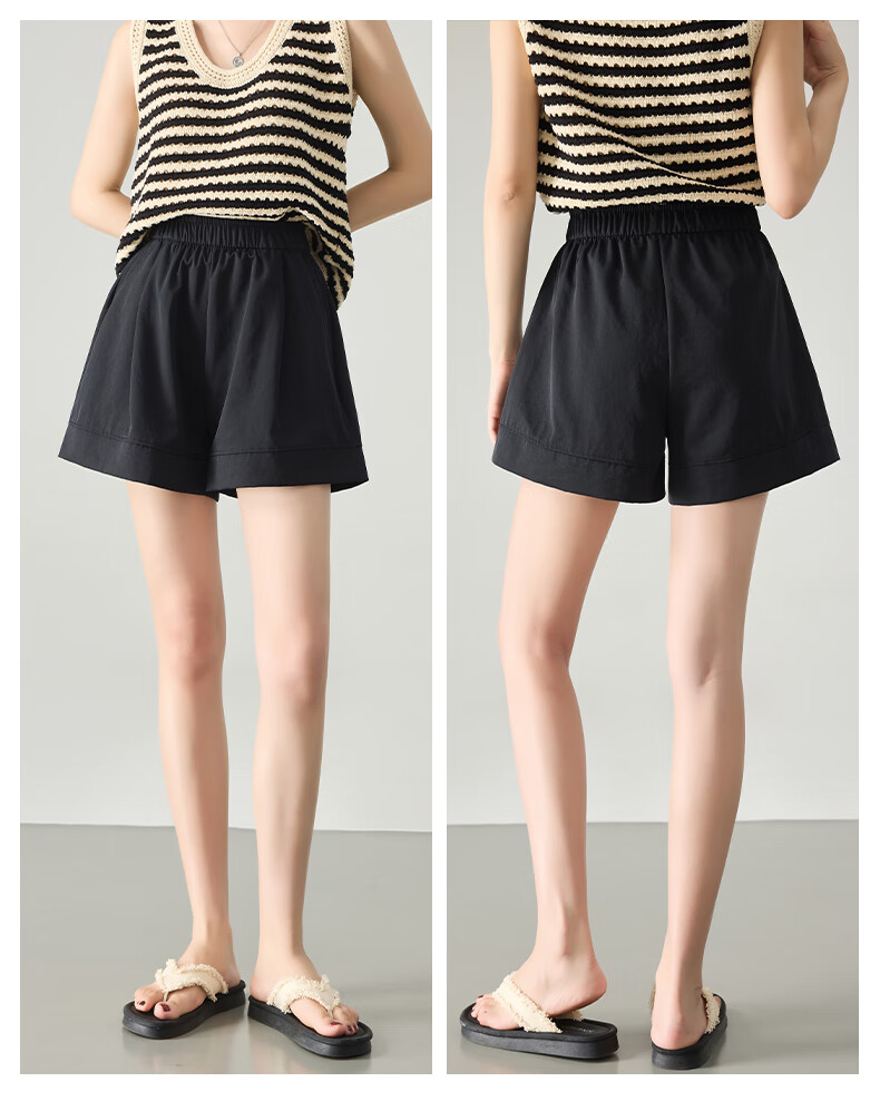 LangSha Ice Silk Yamamoto Shorts for Women, Summer 2026 Thin High-Waist Slimming Wide-Leg Mid-Length Pants, Fashionable Casual Shorts for Wome 15