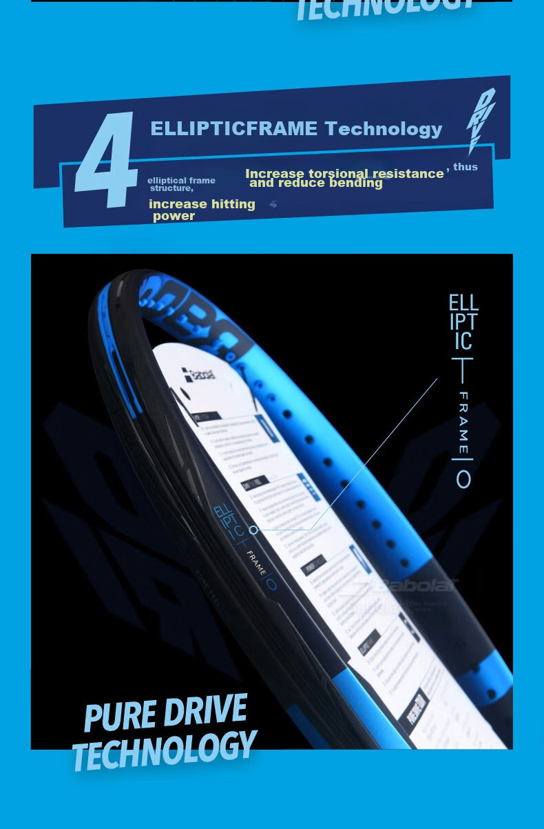 Babolat PURE DRIVE Professional Carbon Tennis Racket, Babolat 2025 Model PD, for Li Na And Wang Xinyu [Pre-Strung] 6