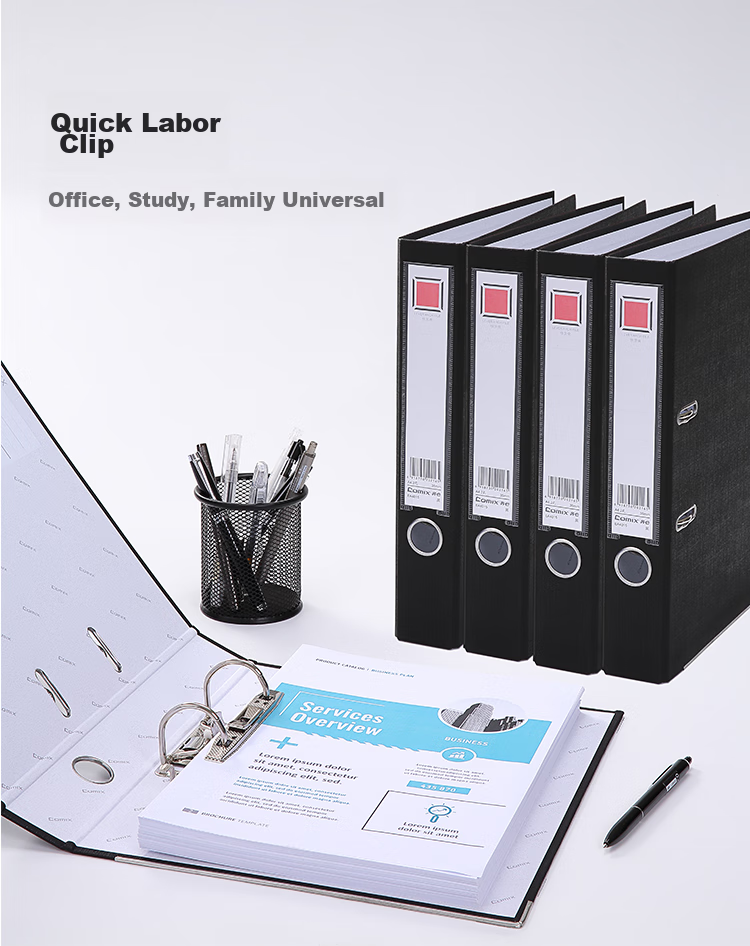 COMIX 2-Inch Quick-Release Clip A4 European PP File Folder with Holes, Loose-Leaf Binder, Spine Width 55mm, Paper Width 35mm, Office Stationery EA4015 1