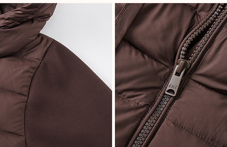 Dme [Stay in The Sunroom] Winter Lightweight Hooded 90% Duck Down Patchwork Knit Air Layer Women's down Jacket 13
