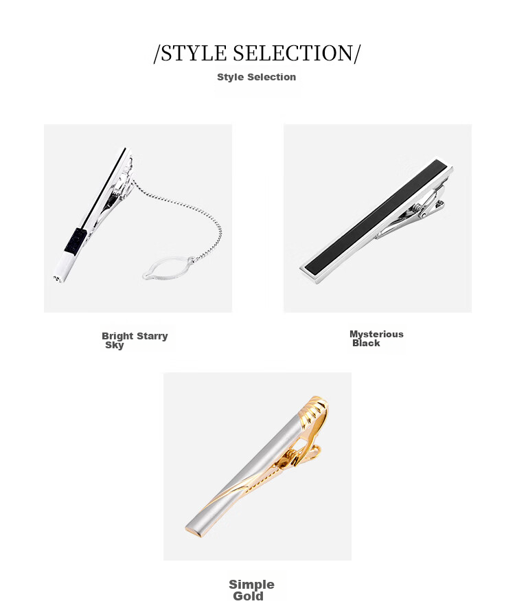 GLO-STORY Necktie Clip for Men, Formal Necktie Clip, Fashionable Minimalist Business Necktie Clip Gift Box Set MLJ934062 Silver A 14