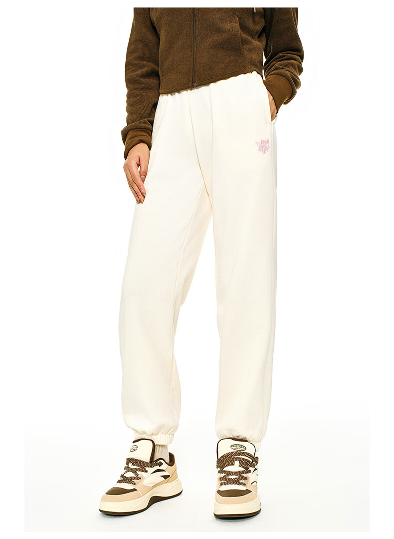 ANTA Snow Owl Fleece-Lined Knit Jogger Pants Women's Winter Casual Warm Trousers College Sports Pants 21