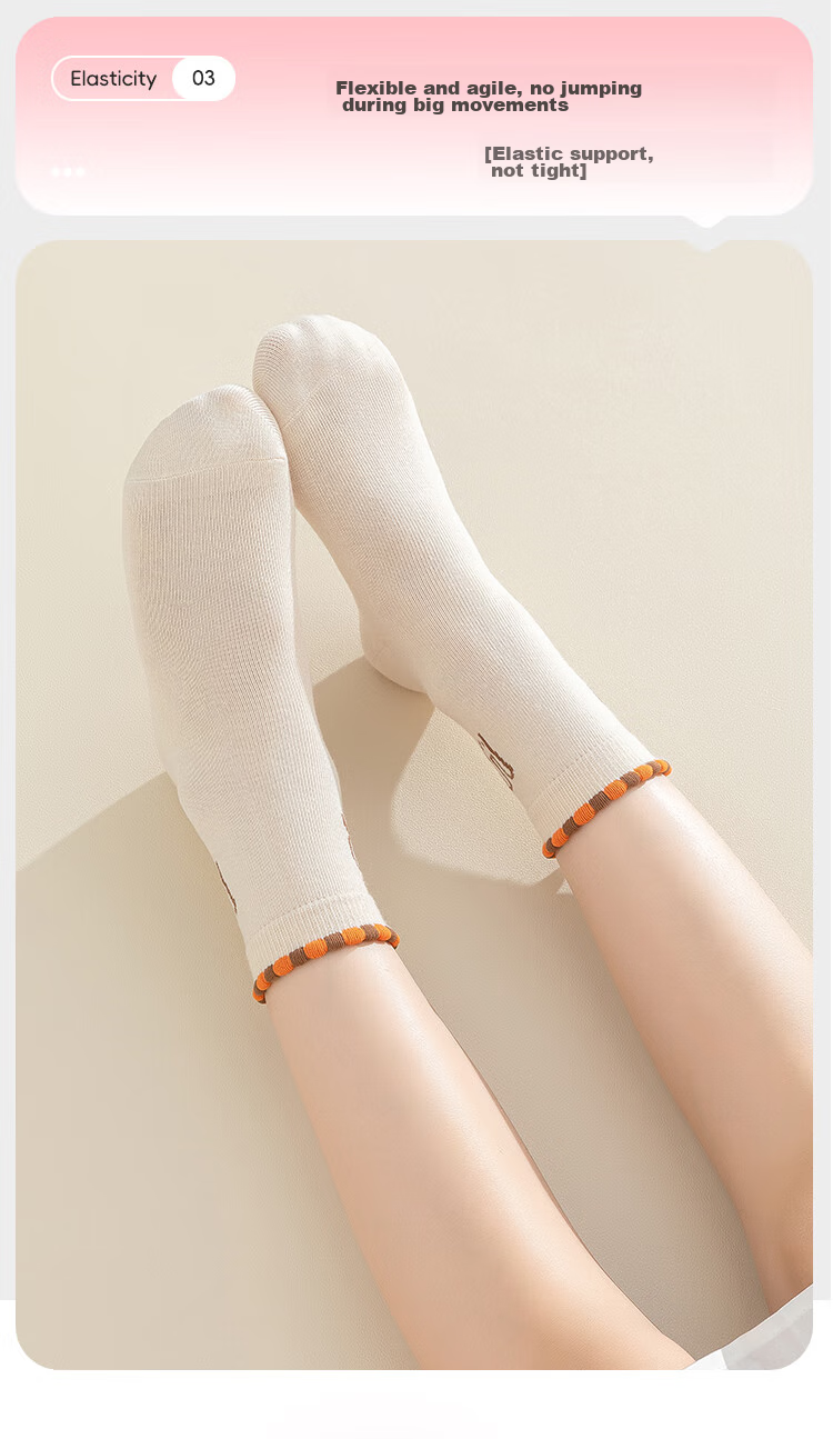 MiiOW Children's Socks, Girls' Socks, Autumn And Winter, Cute Baby Girl Socks for Older Children, Cotton Mid-Calf Socks, Colorful Rabbit Design, Size L 14