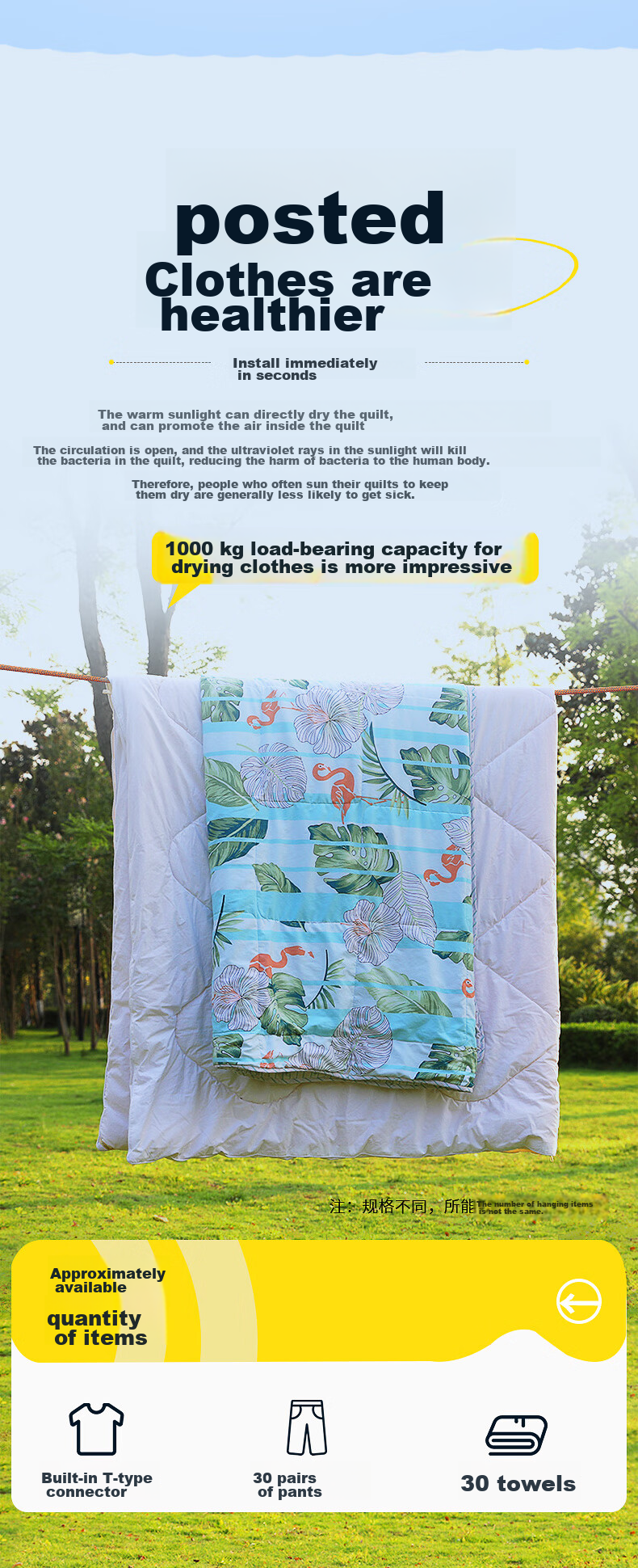 Kanle Outdoor Thickened Clothesline, Outdoor Quilt Drying Tool, Travel Car Roof Polyester Climbing Rope, 10.5mm, 10 Meters 4