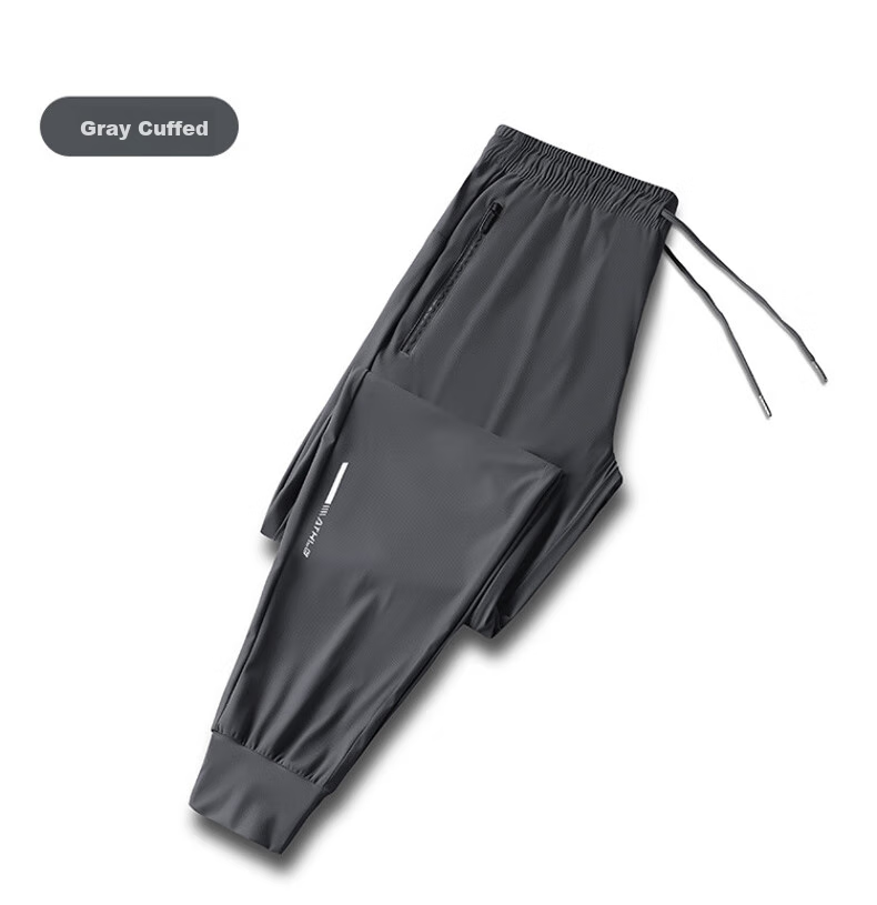 JEEP SPIRIT Casual Pants, Summer Ice Silk Quick-Dry Outdoor Versatile Sports Breathable Loose-Fitting Trousers, Gray Straight Leg, 2XL 15