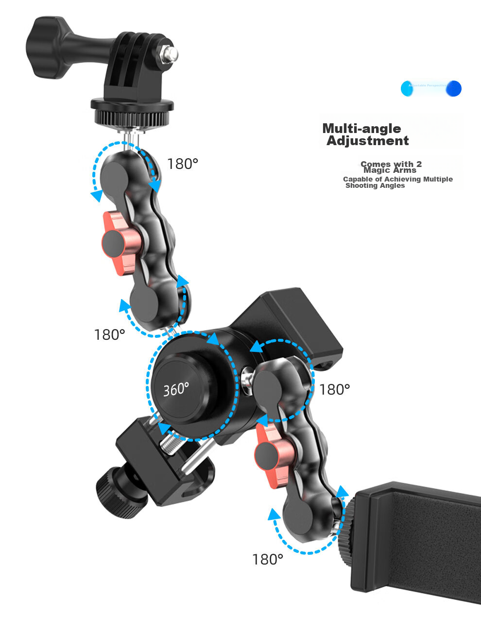 SUREWO Action Camera Mount Bracket Compatible with GoPro Insta360 DJI Action6/5, Fixed Bracket for Basketball Volleyball Tennis Badminton Shooting DSLR Cameras 5