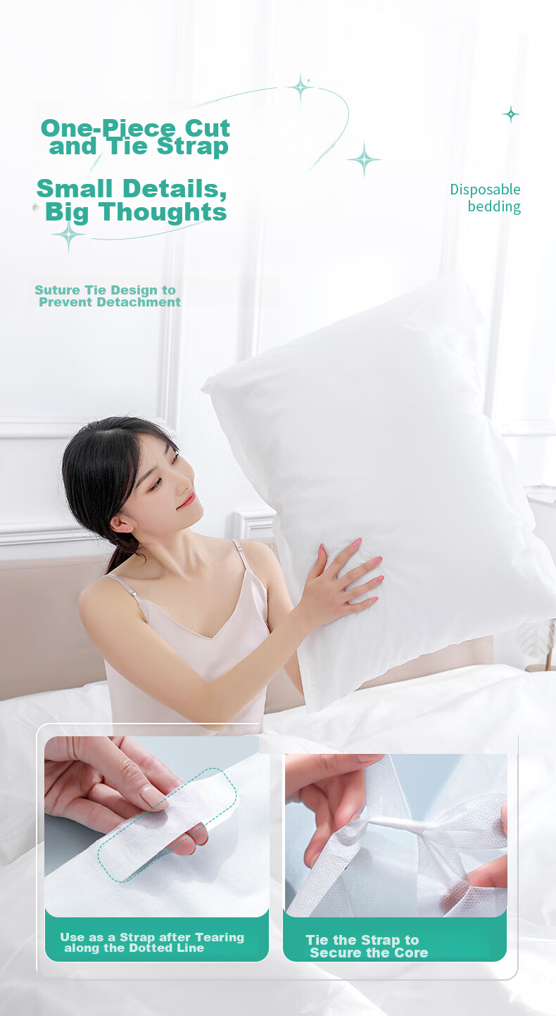Siwangongli Disposable Sleeping Bag, Single Thickened Hotel Hygiene Pillowcase, Bed Sheet, Duvet Cover, Travel Disposable Bedding 10
