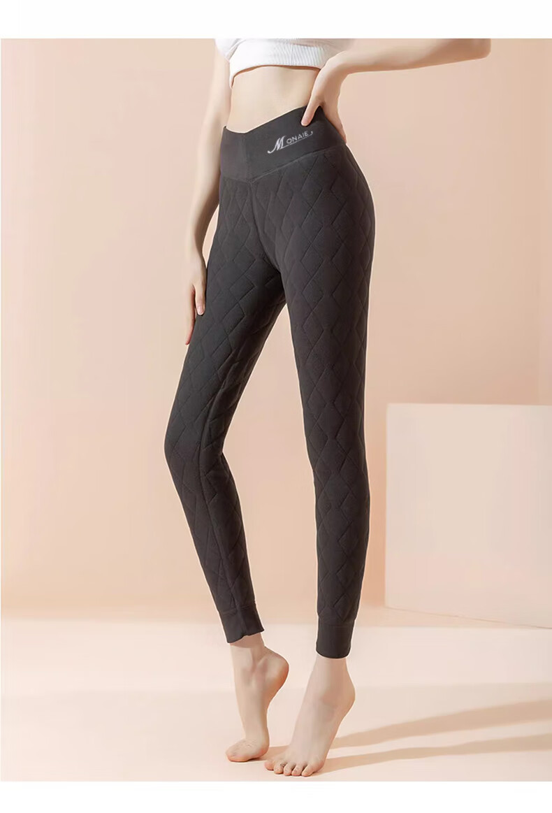 LangSha 25 Years Autumn/Winter New Women's Wool Thermal Pants Inner Wear Plus Velvet Thickened Cotton Pants Autumn Pants Large Size High Waist Leggings 6