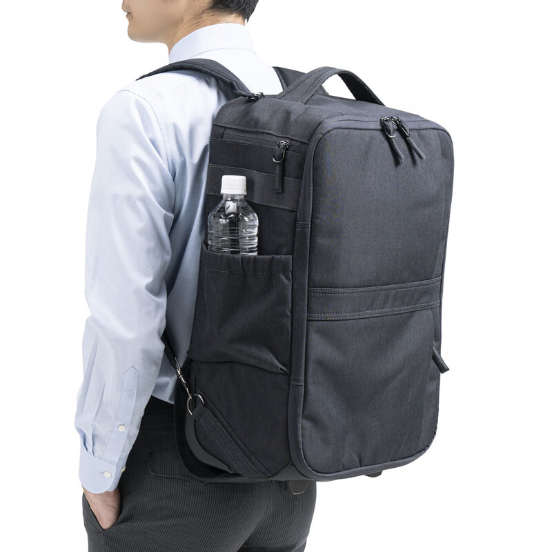 SANWA Multifunctional Pull-Back Backpack with Wheels, Business Backpack, Luggage Bag, Travel Bag, Carry-On Approved, 22 Liters