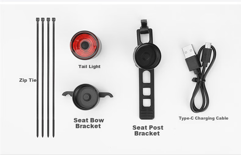 Tasiduizhang Bicycle Taillight, Mountain Bike Sensor Safety Warning Light, High Brightness Flashing Cycling Equipment, Handlebar Model 4