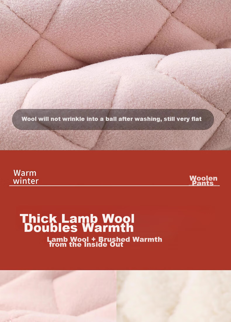 LangSha Autumn/Winter 2026 New Women's High-Waist Wool Thermal Pants with Fleece Lining, Thick Base Layer Trousers, Extra-Thick Lambswool Cotton Pants for Northeast China 8