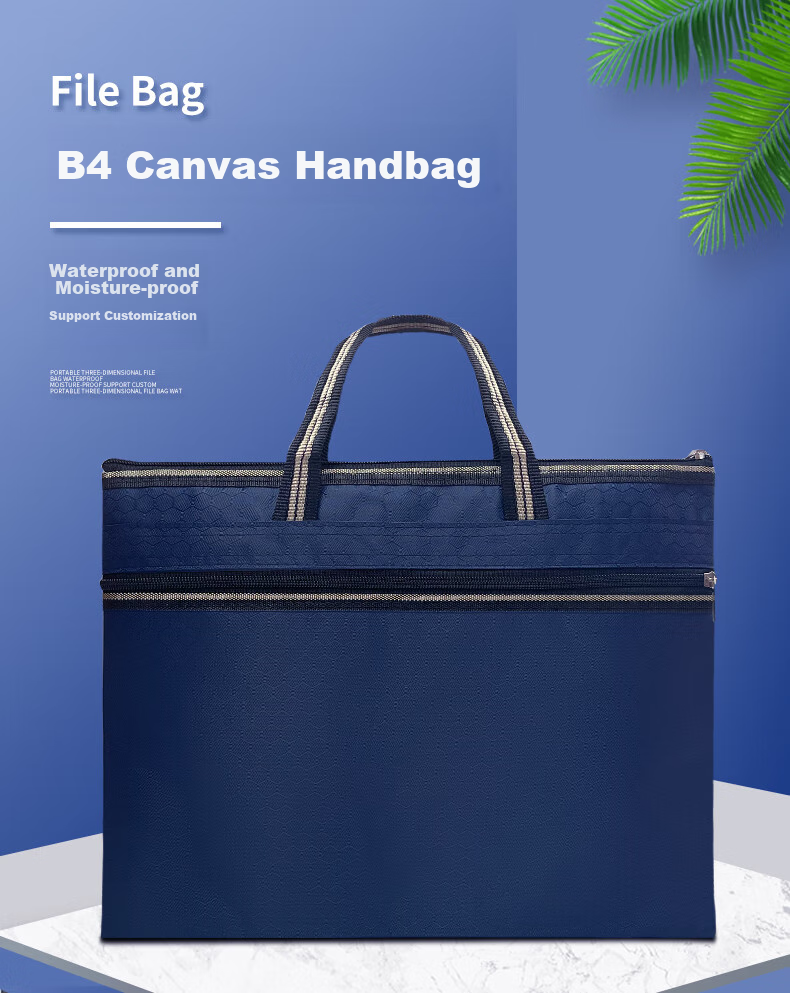 Bailiwen H137 Blue Handheld Briefcase, Document Bag with Zipper, File Folder, Archive Bag, Data Pouch, Office Business Meeting Document Bag, Simple Handbag 1
