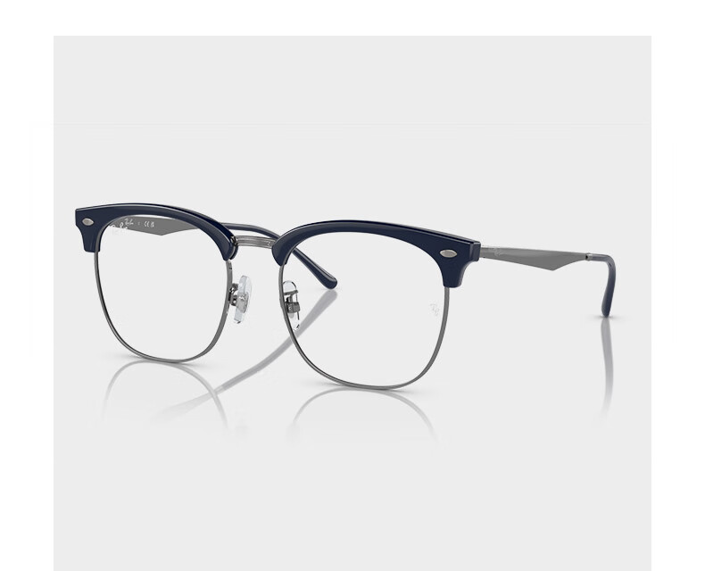 RayBan Optical Frame, Square Black Frame, Semi-Rimless Myopia Glasses Frame, 0RX7318D 8326 Gift 8