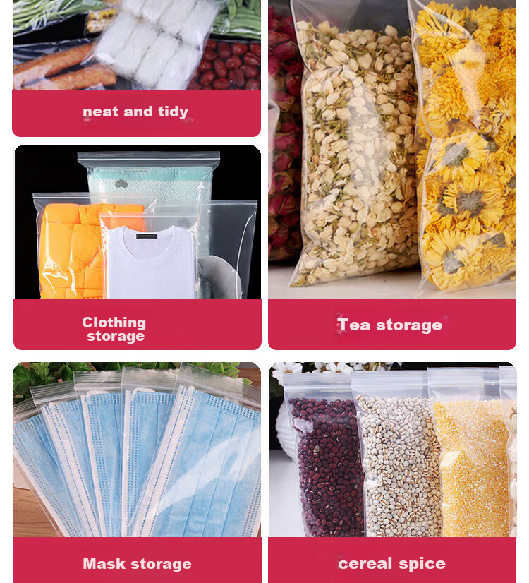 Ouliwen Food-Grade Self-Sealing Bags, Large Size 8, Thickened Transparent, for Medicine And Tea Storage, Sealing Bags, PE Cling Film Plastic Bags, 17*25cm, 100 Pieces 13