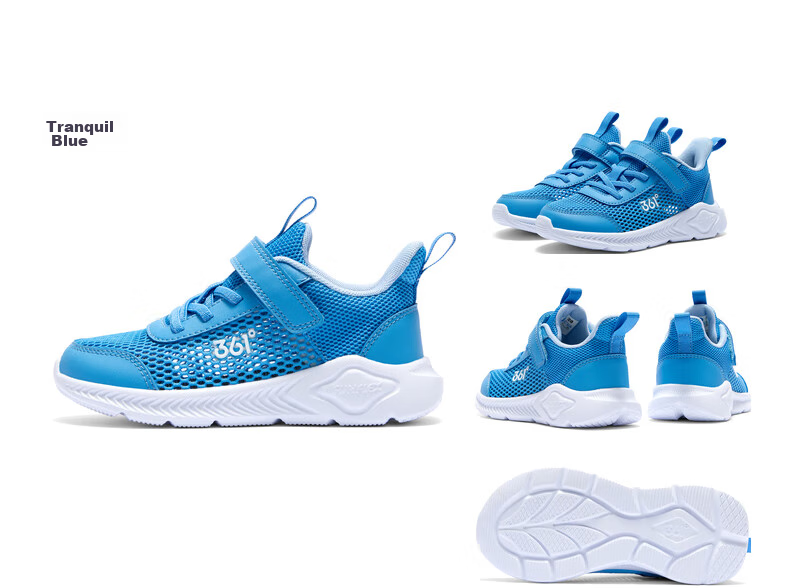 361° Children's Shoes, Kids' Running Shoes Summer Boys And Girls Breathable Lightweight School Shoes Light Cushioning Running Shoes, Blue Size 37 31