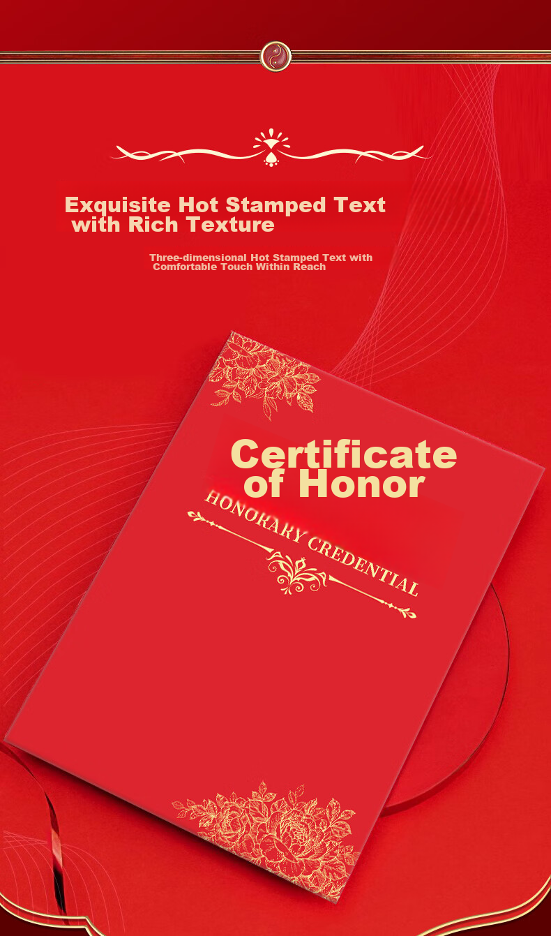 Kelangxinsheng [Best-Selling Online] Classic Gold-Stamped Printed Honor Certificate Award Certificate Cover Leather Gift Box Set 8K 1 Book [With 2 Inner Pages] 3