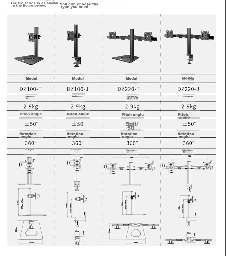 KALOC Monitor Stand Universal Adjustable Height Mount without Drilling for Single Screen LCD Display, Desktop Stand DZ220-J 7
