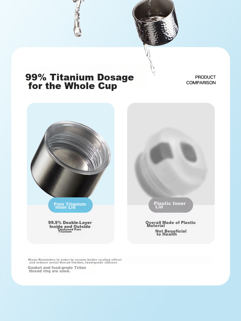 SIMELO Pure Titanium Insulated Tea Brewing Cup for Men and Women, Titanium Water Bottle, Birthday Gift, 450ml 9