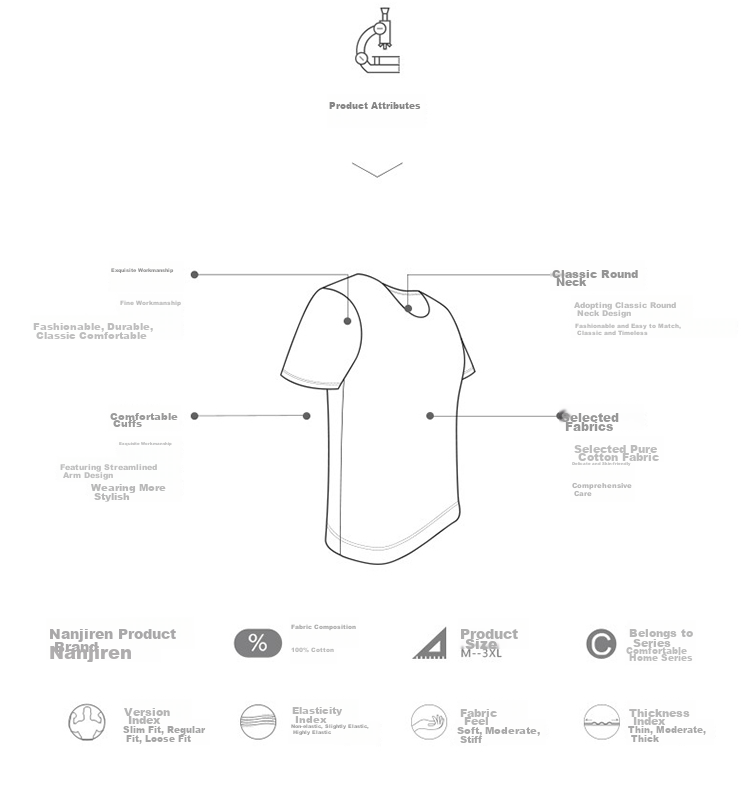 Nanjiren Men's Summer Heavyweight Pure Cotton Short Sleeve T-Shirt Basic Casual Solid Color Half Sleeve Top 6