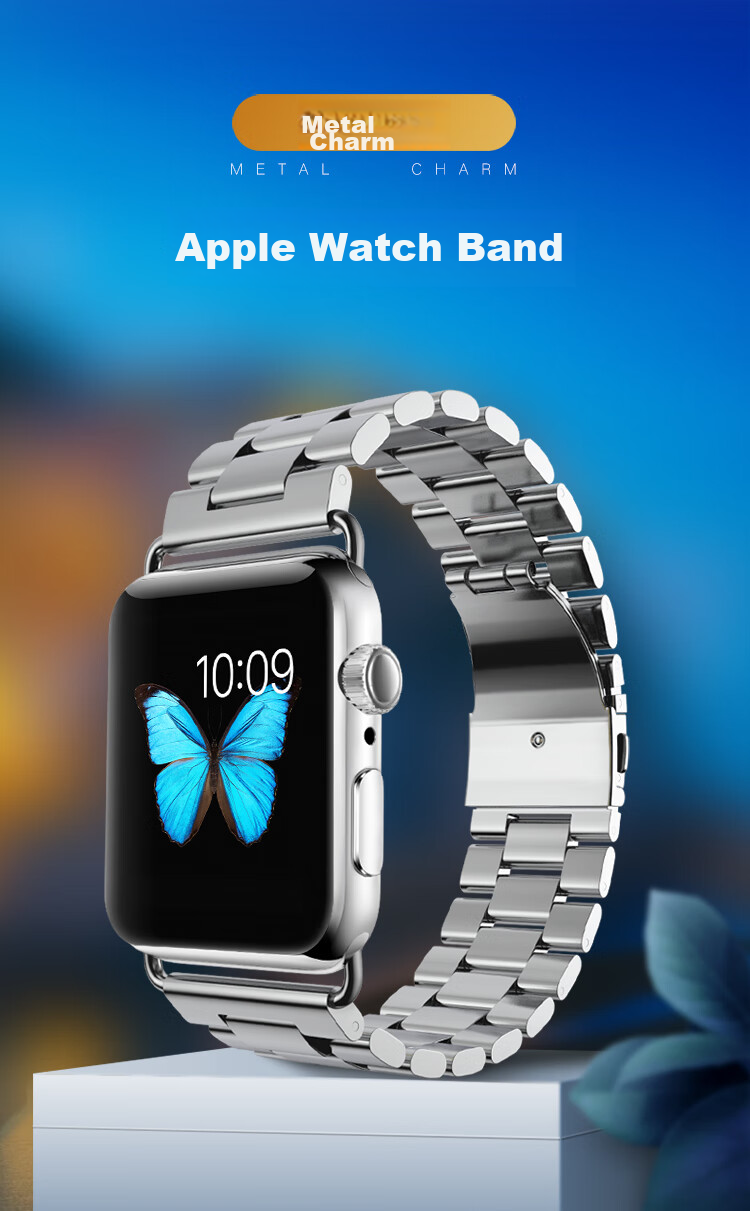 BIAZE Compatible with Apple Watch Band for IWatch S9/10, Stainless Steel Metal Strap for Apple Watch Ultra 2/8/7/6 Series 42/44/45/49mm - BD4 Black 1