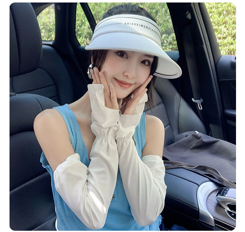 GLO-STORY Women's UV Protection Ice Silk Sun Sleeves Cute Sweet Outdoor Cycling Driving Arm Sleeves 13