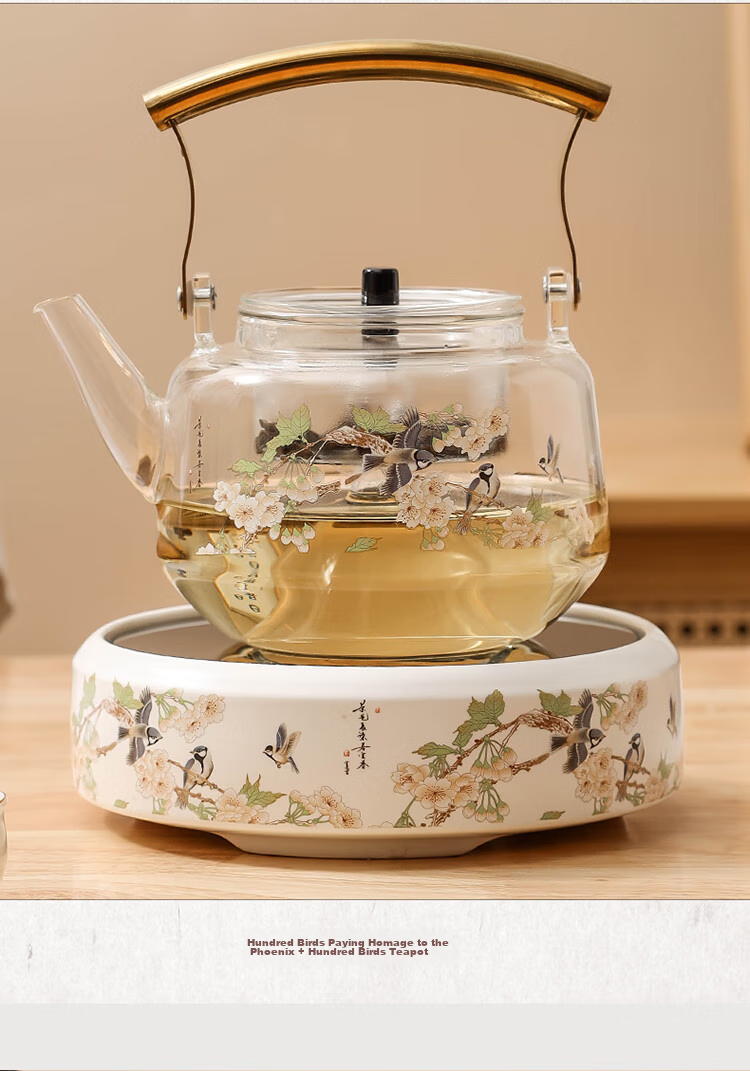Jinxiangyu Kung Fu Tea Set Electric Ceramic Stove without Teapot for Home Use, Water Boiling And Brewing Tea Stove, Yue Heng Bai Niao Zhang Ming 8