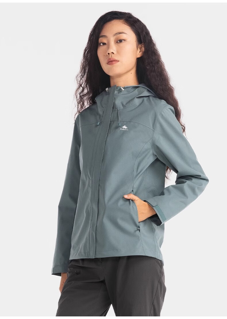 DECATHLON Women's Outdoor Jacket, Windproof And Waterproof, Lightweight for Spring And Summer, MH150 White-5114381 20