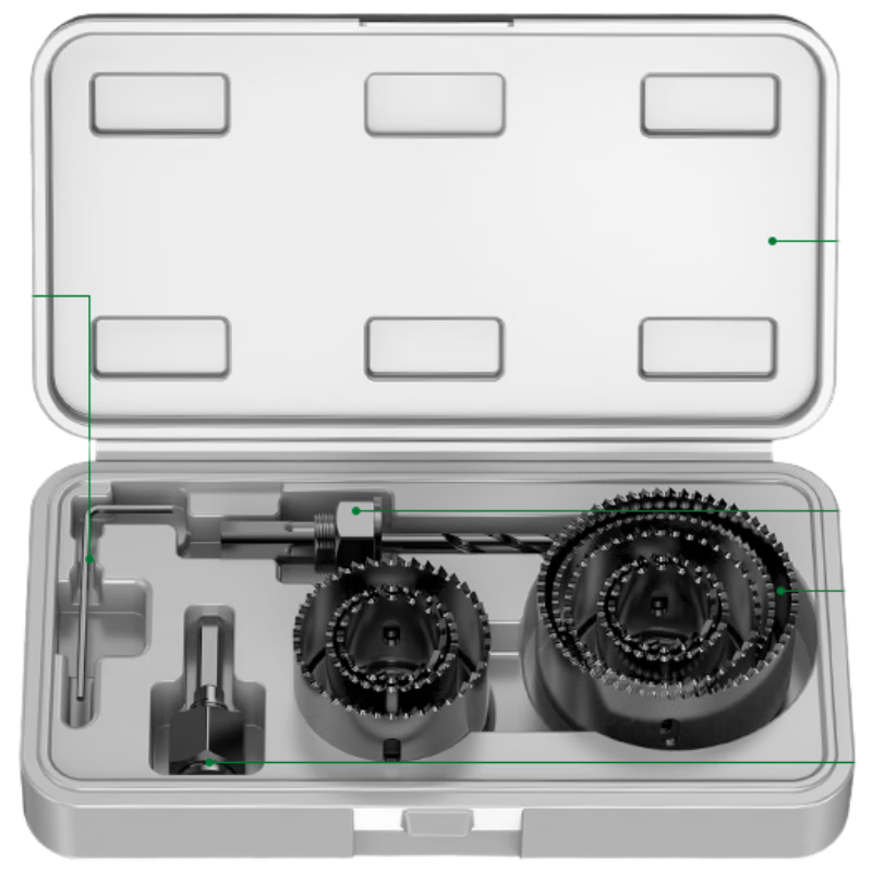 Shengda Woodworking Hole Saw Set Multi-Functional Drill Bits for Downlight Gypsum Board Wood Round Hole Drilling and Enlarging Home 8-Piece Set