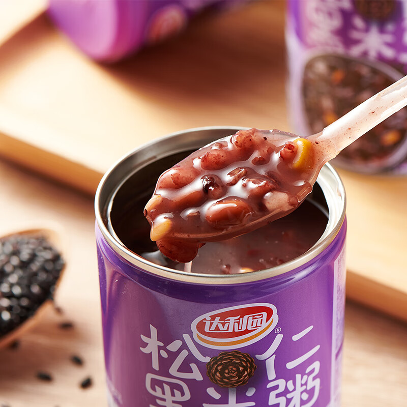 达利园松仁黑米粥方便速食早餐粥八宝粥送礼罐头 280g*12整箱即食礼盒装