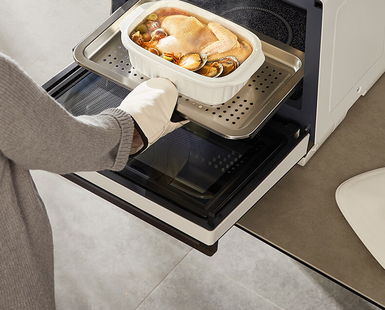 Yidunpu Microwave Steam Oven Combo, Home Countertop Four-In Steaming And Baking Oven, 32L Large Capacity, Upper Baking Lower Steaming, Blue Flow Inner Pot EDC-X3 Upgraded Versio 24