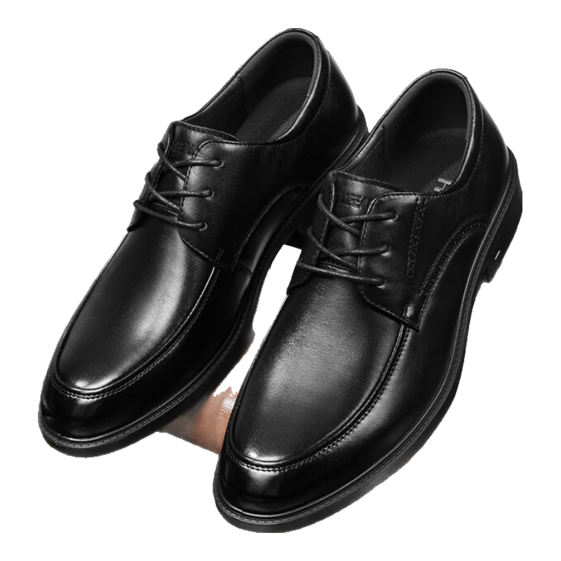 HLA Men's First Layer Cowhide Leather Lace-up Formal Business Casual Shoes T269 Black Size 41