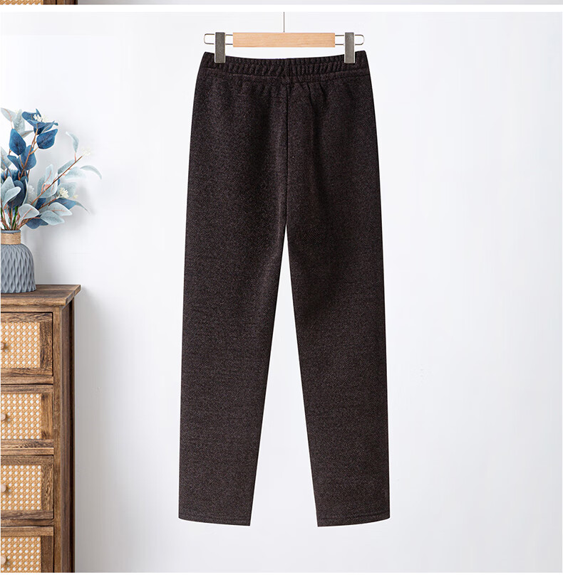 QIUFULUO Women's Winter Fleece-Lined Thick Warm Casual Pants Middle-Aged and Elderly Fashion Straight-Leg High-Quality Trousers for Ages 50-60 3
