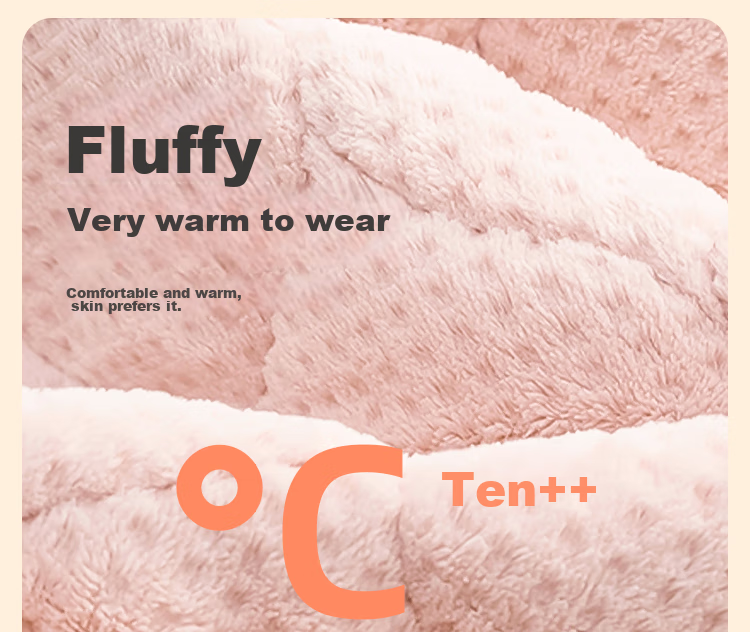 MiiOW Coral Fleece Three-Layer Padded Women's Pajamas, Ultra-Thick Fleece-Lined Warm Loungewear, Suitable for Outdoor Wear, Cherry Blossom Pink 22